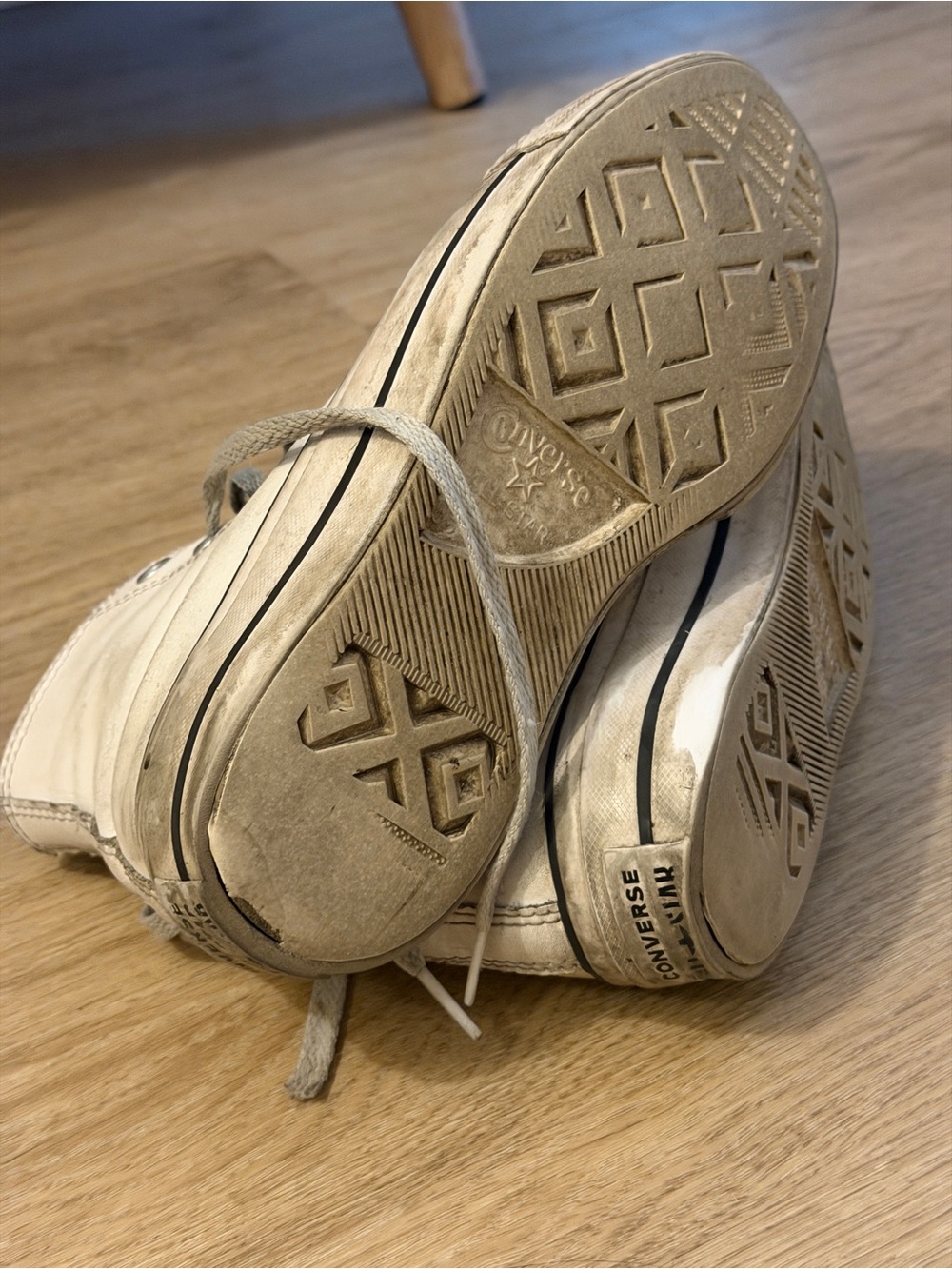 Extremely Worn White High Top Converse - Picture 3 of 3